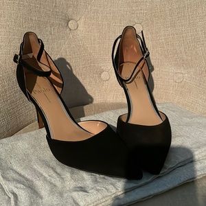 Paolo Black Suede gold heels